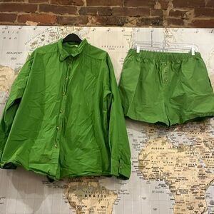 DONNI Pop-Up Boxer and Button Down Top *Matching Set* Size Large